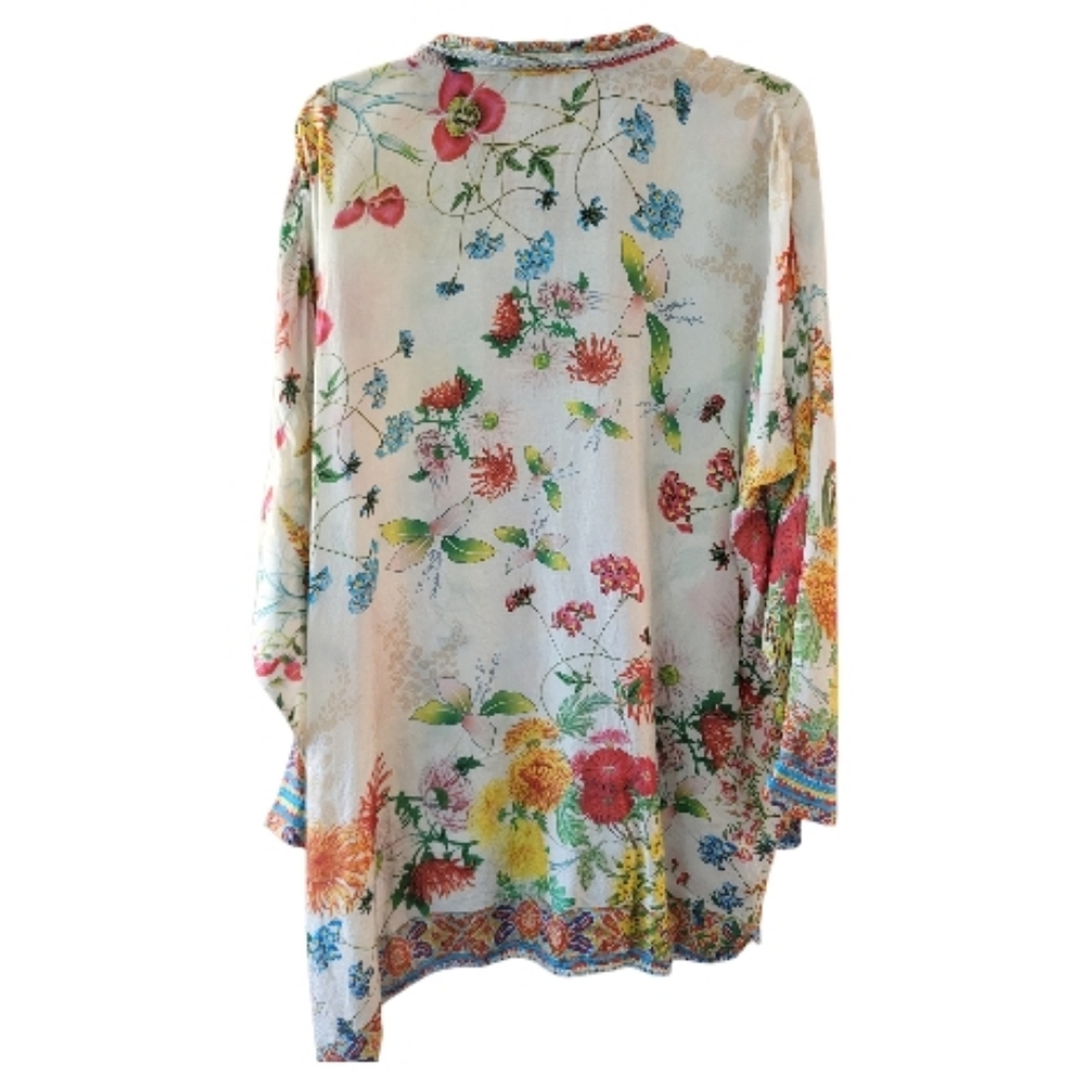 Johnny Was Multicolor Jaffa Silk Button Down Blouse - Size XL* - Picture 3 of 7